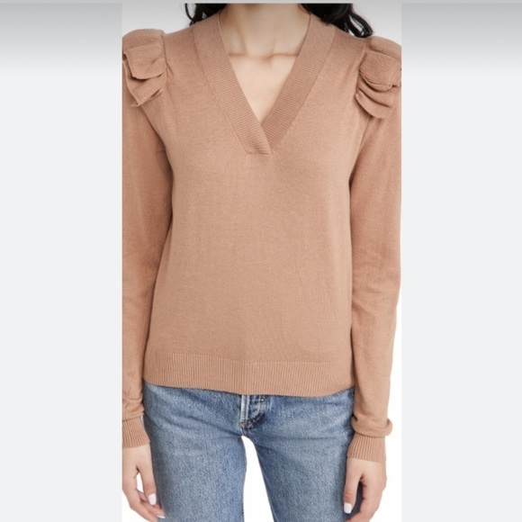 Brochu Walker NWOT Sweater Anaise Vee Cashmere Blend In Tawny - Picture 1 of 9
